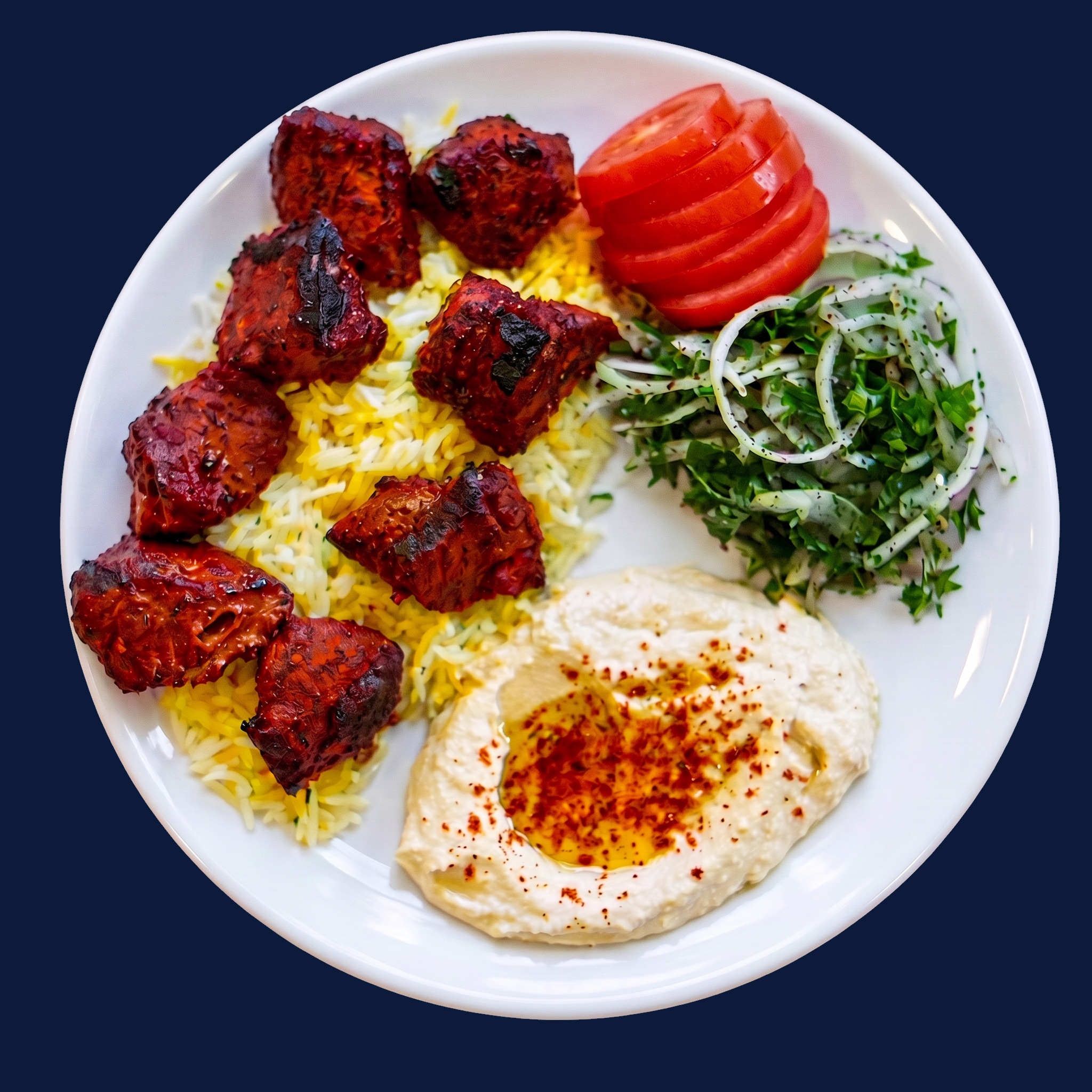 Shish kebab plate with grilled beef skewers